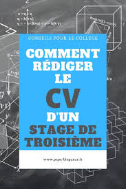 Comment Rediger Son Cv Pour Un Stage De Troisieme
