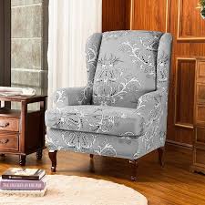 Universal T Cushion Wingback Slipcover Slipcovers For Chairs Wingback Chair Slipcovers Print Armchair