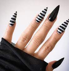 Spooky Nail Designs To Have On Your Radar Ahead Of Halloween Stiletto Nails Designs Striped Nails Gorgeous Nails
