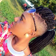 Natural Hair Shaved Sides Protective Style Marley Twists Natural Hair Styles Braids With Shaved Sides Hair Styles