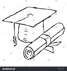 Square Academic Hat With A Tassel Graduation Diploma Rolled Into Roll Scroll With A Ribbon Vector Ill Graduation Drawing Graduation Cap Drawing Cap Drawing