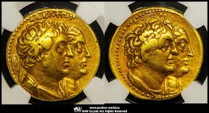 貨幣博物館 | Ptolemaic Kingdom プトレマイオス朝 AV Octodrachm Ptolemy II プトレマイオス2世  2854~246BC 縁小キズ VF