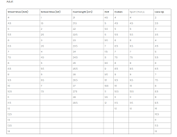 Sizing Charts