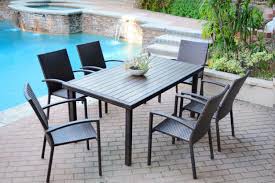 Amazon Com 7 Piece Espresso Resin Wicker Outdoor Dining Table And Chairs Furniture Set Patio La Outdoor Dining Table Wicker Dining Set Resin Patio Furniture