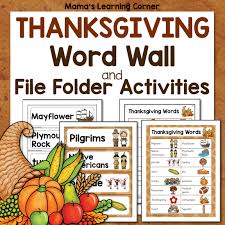 An alphabet is a set of letters or symbols that we use to represent the basic speech sounds of a language in writing. Thanksgiving Word Wall With File Folder Worksheets Mamas Learning Corner