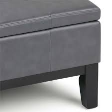 Berkshire leather coffee table ottoman. Simpli Home Dover Faux Leather Coffee Table Ottoman In Stone Gray Axcot 235 G