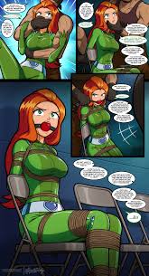 magnolia-baillon, sam (totally spies), totally spies, absurdres, highres,  1girl, abducted, arms behind back, ball gag, bdsm, bondage, bound, bound  ankles, bound arms, bound legs, bound wrists, breast bondage, breasts,  catsuit, gag, gagged,