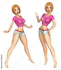 Sexy Cartoon-Frau in diversen Posen 4 Stock Illustration | Adobe Stock