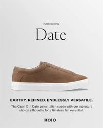 Rich brown suede. Clean white sole. Introducing Date, the newest Capri X  colorway—crafted in Italy for fall and beyond. Its earthy tone brings  warmth and depth to the slip-on silhouette you already