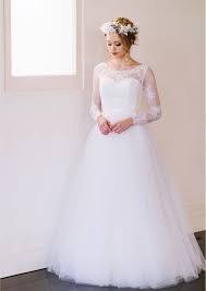 Hannah Chantilly Lace Bodice With Full Length Sleeves And A Billowing Tulle Skirt Simple Gowns Dresses Wedding Dresses