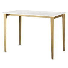 Sometimes too much marble can feel a bit cold, but the use of pale woods and a pop of greenery make this kitchen feel inviting. Paradigm High Marble Brass Dining Table