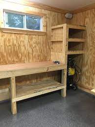 A garage workbench comes in many shapes and sizes and can be created to fit a variety of garage needs. Pin By Christopher Melchor On Projects To Try Garage Shelving Garage Work Bench Diy Garage Storage