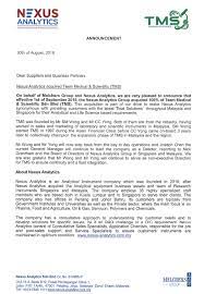 Aia auto assist/aia roadside assist. Nexus Analytics Group Acquired Tms Team Medical Scientific Sdn Bhd