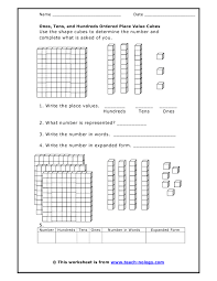 Ones Tens And Hundreds Ordered Place Value Cubes Place Value Worksheets Place Values Graphing Worksheets