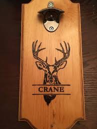 Deer Head Personalized Wall Mount Beer Bottle Opener Woodburned Or Painted By Hand Rusti Wall Mount Beer Bottle Opener Bottle Opener Wall Personalized Wall