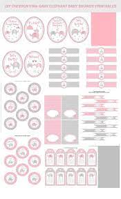 Pink Elephant Baby Shower Decorations Pink And Gray Chevron Baby Printables Printable Elephant Baby Shower Sale Printables 4 Less 0021 Babyshower Decoracion Imprimibles Baby Shower Fiesta De Elefante