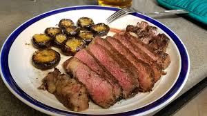 The browning and wilted look is very indicative of baking vs frying. Simple But Delicious Grilled Ribeye Steak With Oven Roasted Garlic Parmesan Mushroom Caps Basted In Browned Butter Paired With A Nice Ky Bourbon Ketorecipes