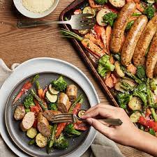 One Pan Robust Italian Chicken Sausage And Veggies Recipe Boar S Head Recipe Recipes Italian Chicken Sausage Chicken Sausage