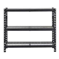 Husky 65 In W X 54 In H X 24 In D 3 Shelf Welded Steel Garage Storage Shelving Unit With Wire Deck In Black Erz652454w3b Garage Storage Steel Shelving Unit Garage Storage Shelves