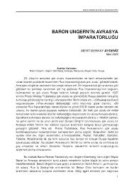 In retaliation, ungern attacked soviet territories until finally being handed over to the reds by his own officers. Pdf Baron Ungern In Avrasya Imparatorlugu Mert Berkay Aydeniz Academia Edu