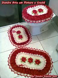 Jogo De Banheiro Decore Vermelho Croche Tapete De Croche Jogos De Banheiro