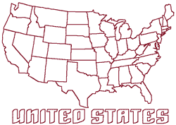 The redwork stars& stripes usa design, the redwork star and the a 5 x 7 hoop is required for the states and the map designs; Redwork Continental United States Map Embroidery Design