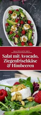 Gemischter Blattsalat Mit Avocado Ziegenfrischkase Himbeeren Rezept Gemischte Blattsalate Blattsalat Leckere Salate