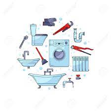 Section of ½ id vent/draw hose 1 (one) 5ft. Plumbing Tools Set Cartoon Illustration On White Background Royalty Free Cliparts Vectors And Stock Illustration Image 92201387