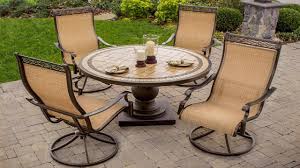 The black finished table and chair frames will complement your home's traditional or contemporary decor, and the tabletop's intricate lattice pattern completes the timeless. Outdoor Swivel Rockers Patio Furniture 5 Piece High Back Sling Swivel Rocker Outdoor Dining Set Youtube