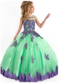 2015 New Arrival Little Girl Ball Gown Scoop Appliqued Glitz Pageant Floor Length Flower Girls Dr Girls Ball Gown Little Girl Pageant Dresses Kids Prom Dresses
