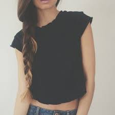 Side Braid Cropped Top Denim Style Fashion Clothes