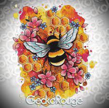 1 x pattern with black and white symbols Bee By Lorna Laine Fine Art Modern Cross Stitch Art Kit