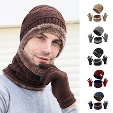 Winter Men's Beanie Hat Hannah 3-in-1 Winter Hats Scarf For Men With  Touchscreen Gloves Warm Men S Scaves And Beanie Hat Knit Gloves Set With  Fleece Lined Dark Gray Winter Beanie Hat