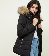 Brave Soul Parka Jacket With Faux Fur Trim Hood Black Faux Fur Trim Hooded Puffer Jacket New Look Black Faux Fur Puffer Coat With Fur Women S Puffer Coats