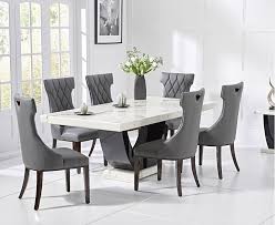 Choose from contactless same day delivery, drive up and more. White Marble Dining Table 6 Pattern Backed Chairs Homegenies