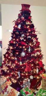 Black Tree With Red Silver And White Ornaments Silver Christmas Ornaments Red Ornaments White Ornaments