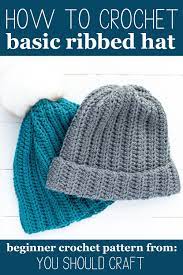 Beginner Ribbed Hat Free Crochet Pattern And Video Tutorial You Should Craft Crochet Patterns Crochet Hat Pattern One Skein Crochet