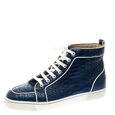 Christian Louboutin Blue Python Leather Rantus Orlato High Top Sneakers Size 40