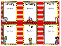Circus Editable Birthday Chart