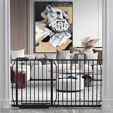 Buy Hoooen Extra Wide Baby Gate Extra Wide Extra Tall Dog Gates For Stairs Doorways Black Metal Tension Indoor Safety Gates With Pressure Mount 57 5 62 Inch Online In Cote Divoire B08mqfjr6q