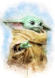 Baby Yoda Watercolor Star Wars Painting Yoda Art Star Wars Art