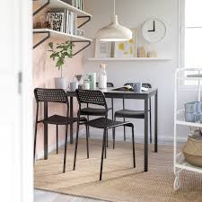Tarendo Adde Table And 4 Chairs Black Ikea Mobel Fur Kleine Wohnungen Esszimmerstuhle Leder Kleiner Esstisch