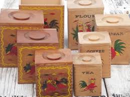 Check spelling or type a new query. Painted Roosters Wood Canisters Shabby Country Vintage Kitchen Canister Set