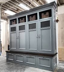 The Georgia Gray Mudroom Lockers Bench Storage Furniture Etsy