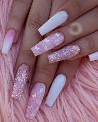 Two of the nails feature a hybrid of. White Acrylic Nails With Gems Simple Nail And Manicure Trends
