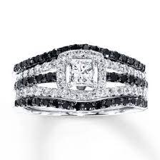 Diamond Bridal Set 1 1 4 Ct Tw Black White 14k White Gold Black Bridal Set Diamond Bridal Sets Black Gold Jewelry