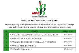 Malaysian pepper board (mpb) or called lembaga lada malaysia is a federal government agency under the ministry of plantation industries and commodities (mpic) and was established under the malaysian pepper board act (act 656) on 1 january 2007. Job Malaysia Lembaga Lada Malaysia Mpb Jawatan Facebook