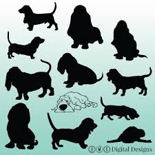 Basset Hound Clipart Black And White 12 Basset Hound Silhouette Images Digital Clipart Images Clipart Design Elements Instant Download Black Silhouette Clip Basset Hound Basset Puppies Basset