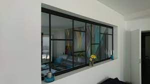 Verrière d'atelier porte coulissante en acier sur mesure. Verriere Interieure Sur Mesure Cuisine Cloison