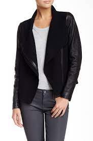 Leather Sleeve Asymmetric Wool Jacket By Vince On Nordstrom Rack Leather Sleeve Jackets Wool Jacket
